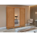 Ver imagem 2 de Guarda Roupa Saion 3 Portas com Pés 1 Porta Glass - Lp - Rei de Casa Amendoa Clean