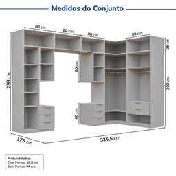 Guarda-roupa Modulado de Canto 12 Peças 17 Portas 2 Mesas de Cabeceira Jade Cabecasa Madeiramadeira - 9