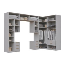 Guarda-roupa Modulado de Canto 12 Peças 17 Portas 2 Mesas de Cabeceira Jade Cabecasa Madeiramadeira - 11