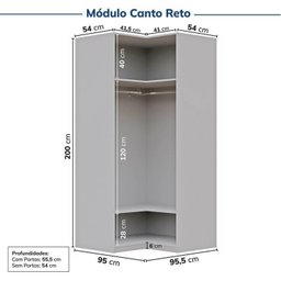Guarda-roupa Modulado de Canto 12 Peças 17 Portas 2 Mesas de Cabeceira Jade Cabecasa Madeiramadeira - 13