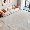 Ver imagem 1 de Tapete Sala Quarto Minimalista Liso Nude 2,00m X 3,00m Antiderrapante Quadriculado Decorativo Cru