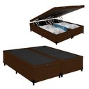 Ver imagem 1 de Cama Box com Baú Casal Bipartido Royal Sleep Courino Marrom