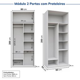 Guarda-roupa Modular 80cm com Portas e Prateleiras Jade Cabecasa Madeiramadeira - 11