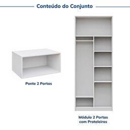 Guarda-roupa Modular 80cm com Portas e Prateleiras Jade Cabecasa Madeiramadeira - 6