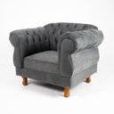 Ver imagem 2 de Poltrona Elisabeth Chesterfield Capitone Suede Cinza Decorativa / Sala, Tv, Estar, Recepção