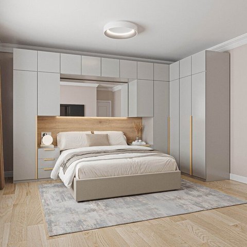 Guarda-roupa Modulado 13 Peças 18 Portas 2 Mesa Cabeceira Jade CabeCasa MadeiraOriginals