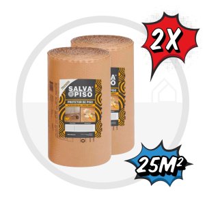 Kit 2x Salva Piso Salvabras 0,50x25m Kraft + Plastico Bolha