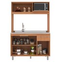 Ver imagem 6 de Cozinha Compacta 5 Portas com Suporte para Microondas Julia Marrom/Freijó/Fumê