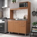 Ver imagem 1 de Cozinha Compacta 5 Portas com Suporte para Microondas Julia Marrom/Freijó/Fumê
