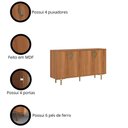 Ver imagem 5 de Buffet Aparador 4 Portas 160cm Pés de Ferro - Lukaliam Móveis