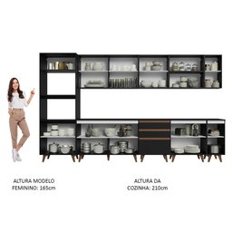 Armário de Cozinha Completa 355cm Preto Reims da Sabrina Madesa - 6