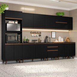 Armário de Cozinha Completa 355cm Preto Reims da Sabrina Madesa - 2