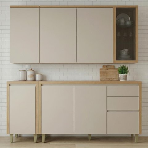 Kit Cozinha 160cm Aéreos Balcões Super Completo Mdf