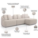 Ver imagem 4 de Sofá 3 Lugares com Chaise Direito Sala Living 254cm Arlo F04 Bouclê Bege - Lyam Decor