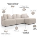 Ver imagem 3 de Sofá 3 Lugares com Chaise Direito Sala Living 248cm Arlo F04 Bouclê Bege - Lyam Decor
