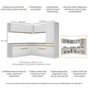 Ver imagem 6 de Armário de Cozinha Completa de Canto com Rodapé Veneza Multimóveis V2101 Branco/Dourado