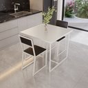 Ver imagem 1 de Conjunto Mesa de Jantar Quadrada Branca 2 Cadeiras Estofado Riviera Industrial Don Castro Dec