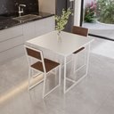 Ver imagem 5 de Conjunto Mesa de Jantar Quadrada Branca 2 Cadeiras Estofado Riviera Industrial Don Castro Dec