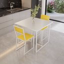 Ver imagem 3 de Conjunto Mesa de Jantar Quadrada Branca 2 Cadeiras Estofado Riviera Industrial Don Castro Dec