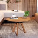 Ver imagem 1 de Mesa de Centro Dubai Redonda Decorativa Sala Estar Pés Madeira Canela