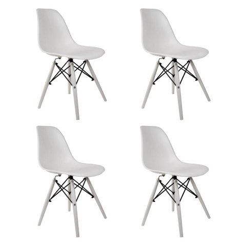 Conjunto 4 Cadeiras Eames Brancas Polipropileno para Sala de Jantar Cozinha e Espaço Gourmet
