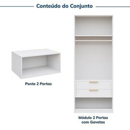 Guarda-roupa Modular 2 Peças 4 Portas e Gaveteiro Jade Cabecasa Madeiramadeira - 6