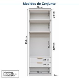 Guarda-roupa Modular 2 Peças 4 Portas e Gaveteiro Jade Cabecasa Madeiramadeira - 5