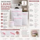 Ver imagem 4 de Conjunto 5 Sacos para Lavar Roupas com Zíper Poliéster Branco Top Rio Comercial