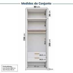 Guarda-roupa Modulado 2 Peças 2 Portas Jade Cabecasa Madeiramadeira - 4
