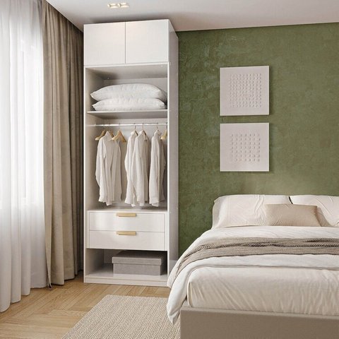 Guarda-Roupa Modulado 2 Peças 2 Portas Jade CabeCasa MadeiraOriginals Branco/Fosco