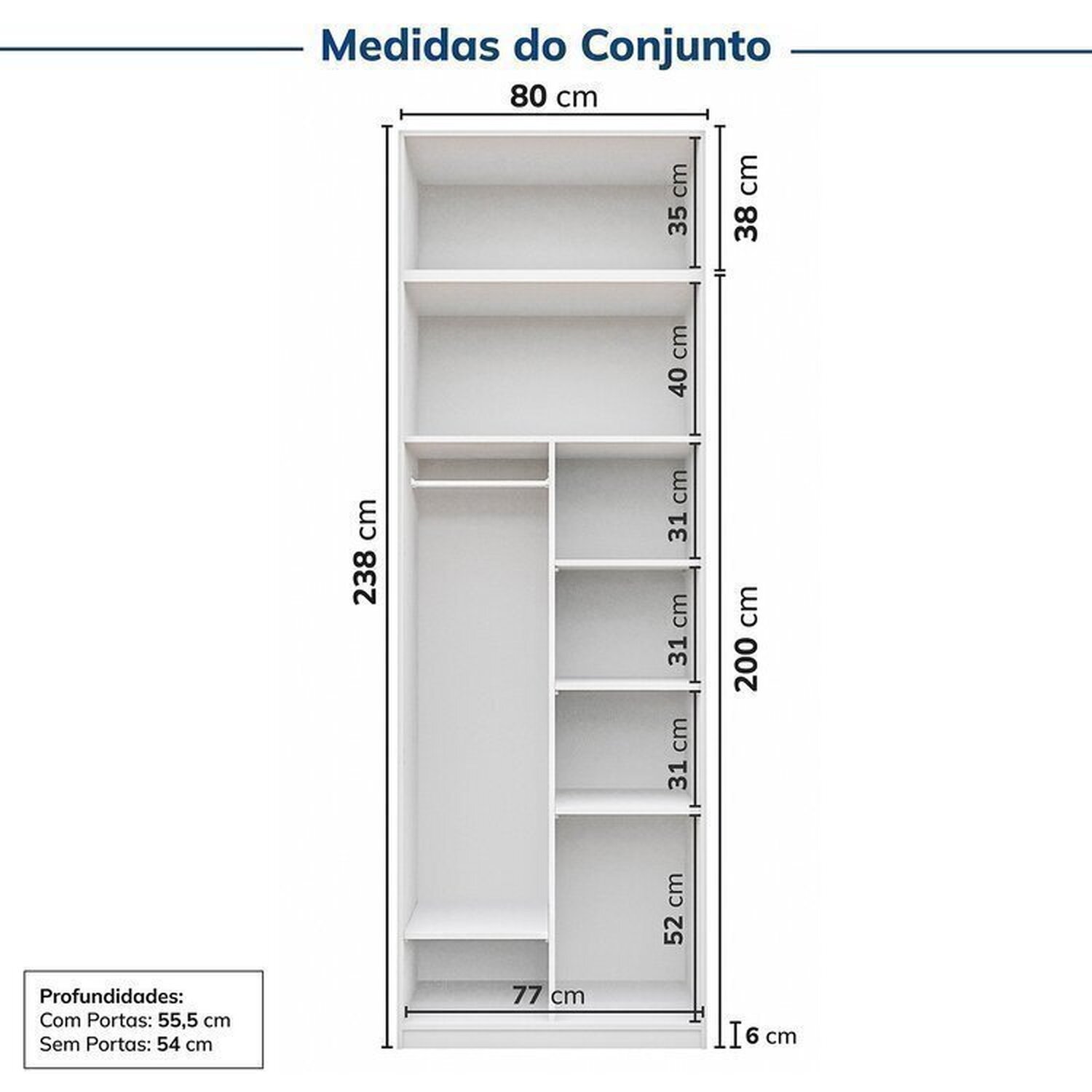 Guarda-roupa Modulado 2 Peças 2 Portas Jade Cabecasa Madeiramadeira - 4