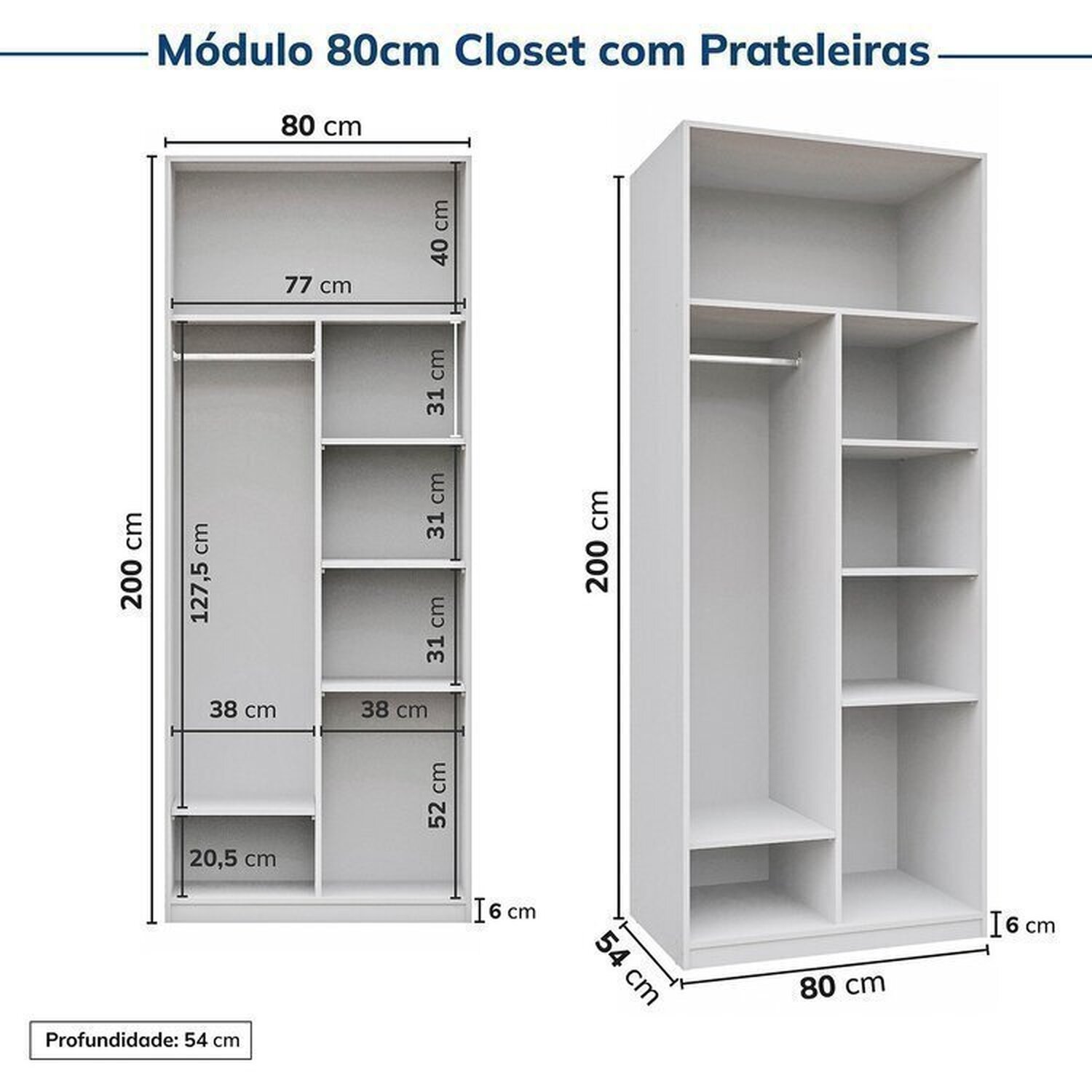 Guarda-roupa Modulado 2 Peças 2 Portas Jade Cabecasa Madeiramadeira - 10