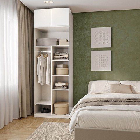 Guarda-Roupa Modulado 2 Peças 2 Portas Jade CabeCasa MadeiraOriginals Branco/Fosco