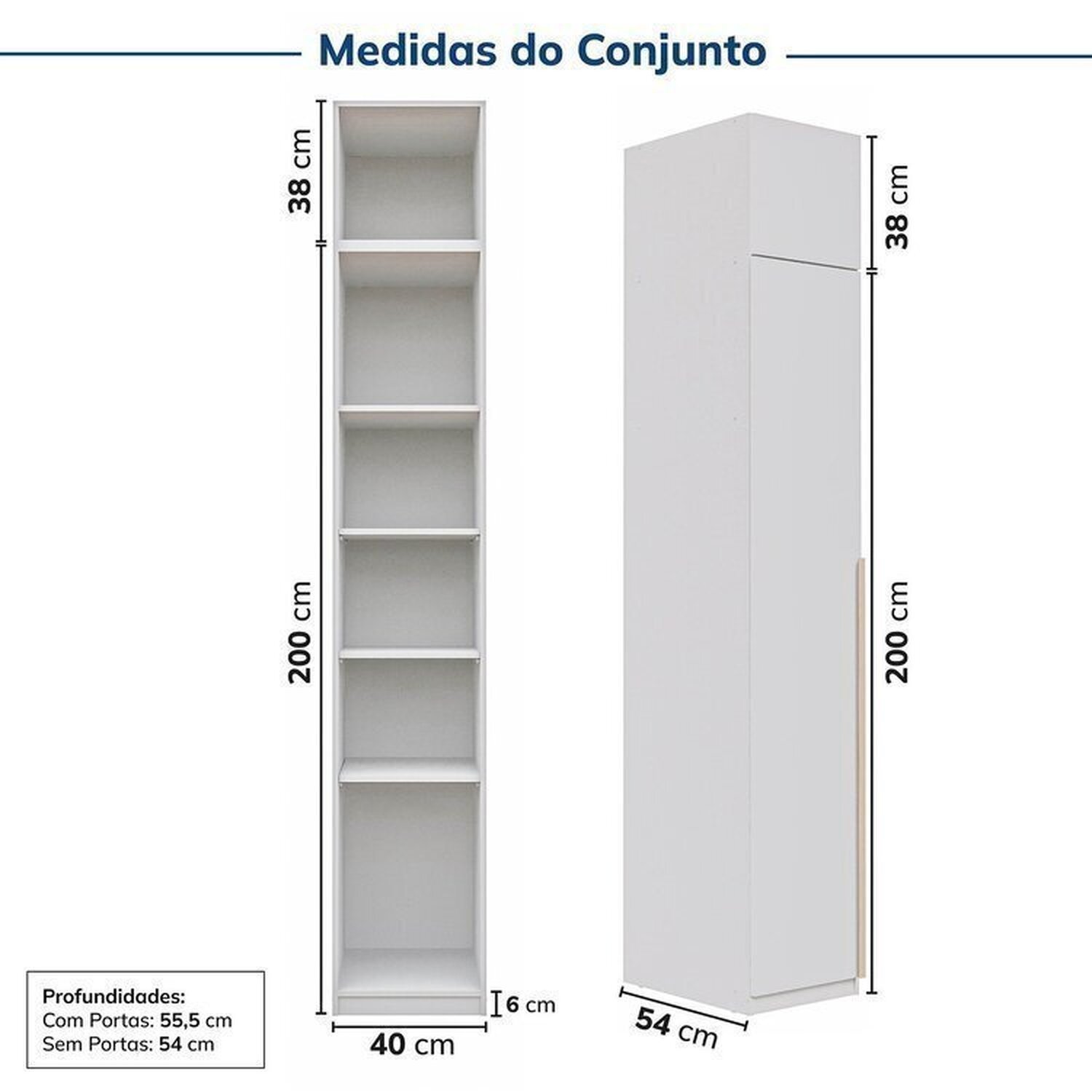 Guarda-roupa Modulado 2 Peças 2 Portas Jade Cabecasa Madeiramadeira - 5