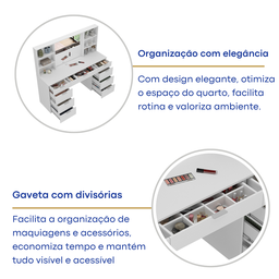 Penteadeira 9 Gavetas com Espelho e Led 8402 - 6