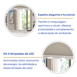 Penteadeira 9 Gavetas com Espelho e Led 8402 - 7