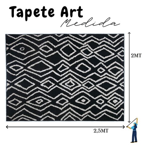 Tapete Sala Black Art 2,00x2,50 Preto Off White