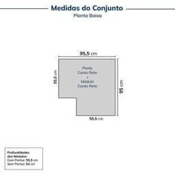 Guarda-roupa Modulado de Canto 2 Peças 4 Portas Jade Cabecasa Madeiramadeira - 4