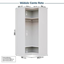 Guarda-roupa Modulado de Canto 2 Peças 4 Portas Jade Cabecasa Madeiramadeira - 5
