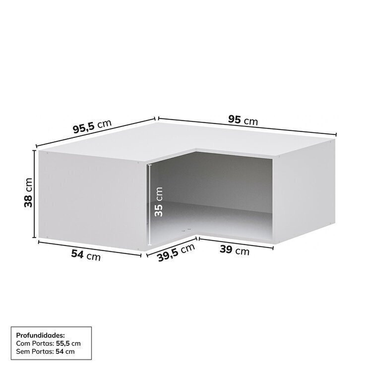 Guarda-roupa Modulado de Canto 2 Peças 2 Portas Jade Cabecasa Madeiramadeira - 12