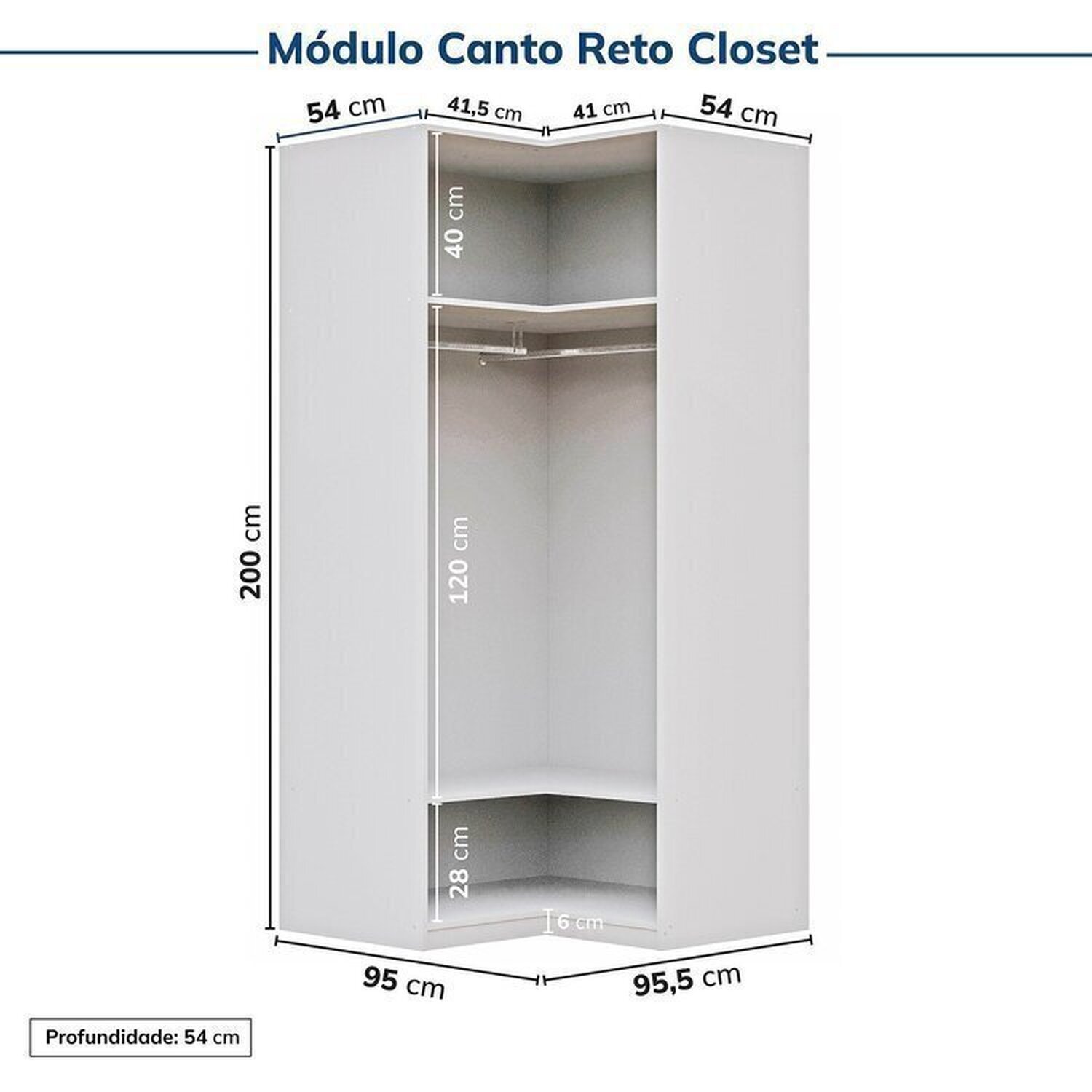 Guarda-roupa Modulado de Canto 2 Peças 2 Portas Jade Cabecasa Madeiramadeira - 11