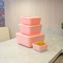 Ver imagem 2 de Pote Plástico Quadrado Multiuso 1,5l com Tampa Premium Uz Rosa