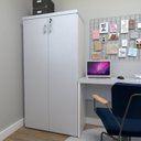 Ver imagem 3 de Armário Alto 2 Portas para Escritório Branco/Cinza Cristal