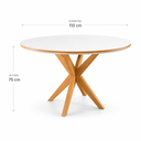 Ver imagem 3 de Mesa de Jantar Estrela Redonda 1,10m Madeira Maciça Madesala Mel Off White