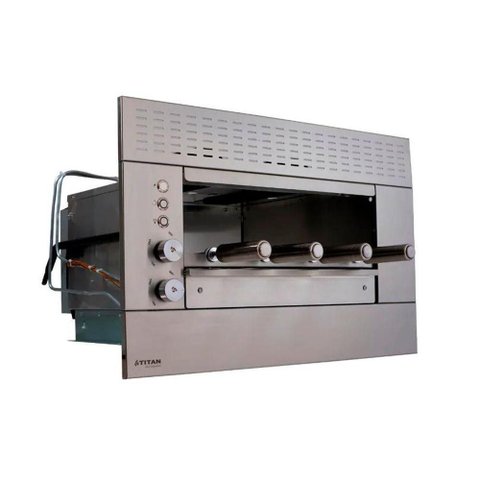 Churrasqueira a Gás de Embutir 04 g com 4 Espetos e Painel Ventilado Aço Inox Cinza Titan