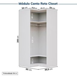 Guarda-roupa Modulado de Canto 5 Peças sem Portas Jade CabeCasa MadeiraMadeira - 13