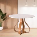 Ver imagem 2 de Mesa de Jantar Bella ( Pé Cebola ) 110cm Tampo Laqueado com Vidro Branco/Off-White/Mel