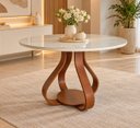Ver imagem 2 de Mesa de Jantar Bella ( Pé Cebola ) 120cm Tampo Laqueado com Vidro Branco