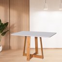 Ver imagem 3 de Mesa de Jantar Ibiza 120x80cm Pés em Madeira Maciça Tampo Laqueado com Vidro
