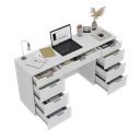 Ver imagem 4 de Escrivaninha Mesa Escritório 8502 9 Gavetas 100% MDF 152cm Branco